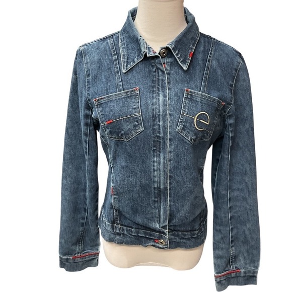 Ecko Red Women's Stretch Long Sleeve Full Zip Curvy Pockets Jean Jacket Size M - Picture 1 of 13